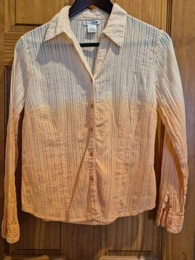 Provogue Long-Sleeve Button-Down in Orange/White Ombre